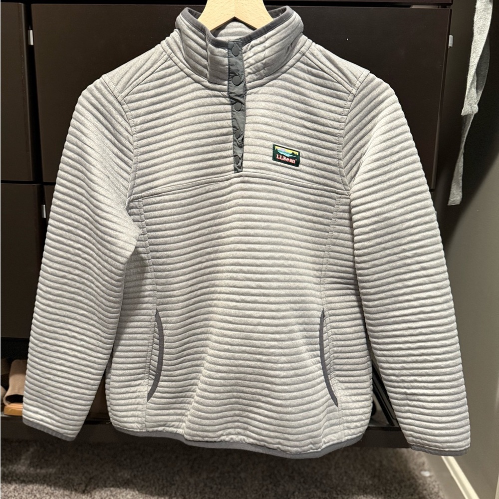 LL Bean Air Light Knit Pullover in Quarry Gray Petite Small